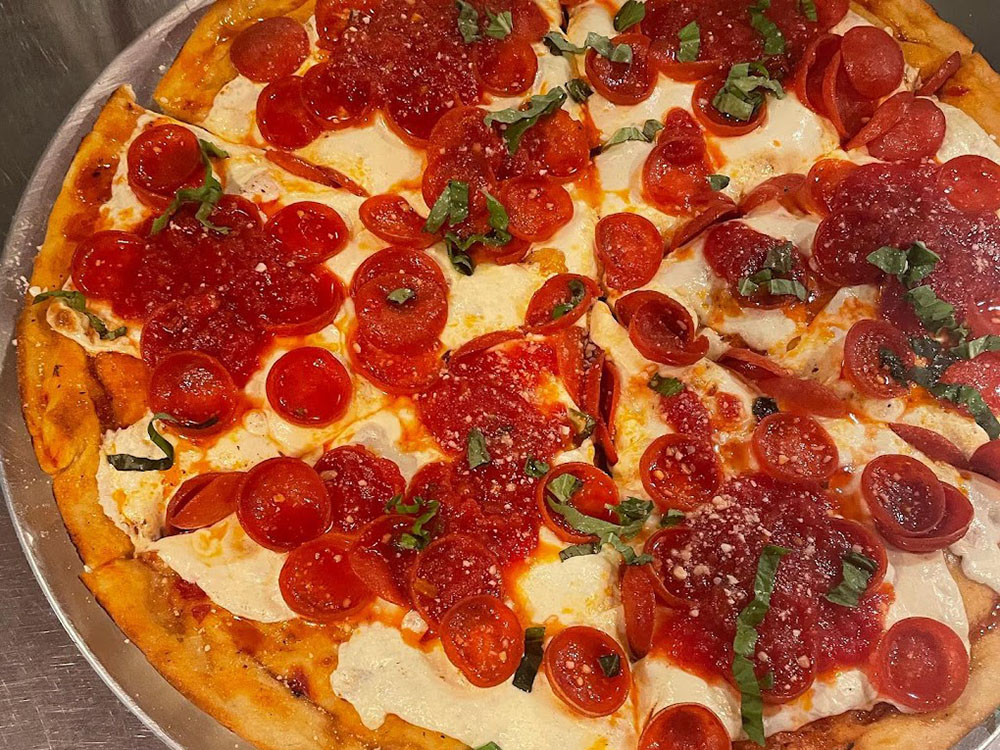 Freshly prepared pizza